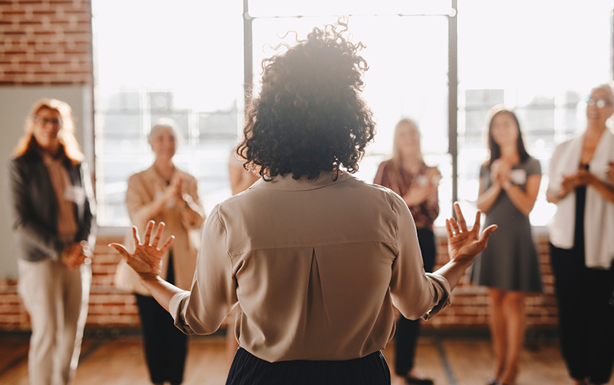 A women conducting a workshop