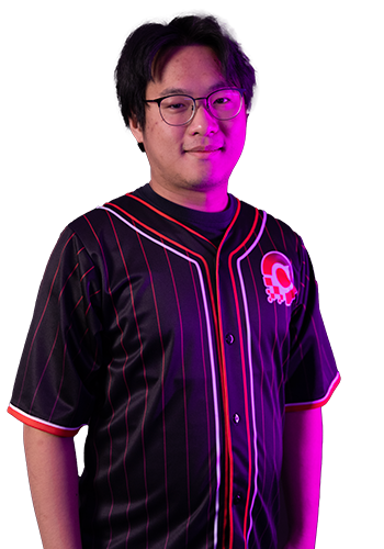 A male student wearing a NorQuest Esports jersey