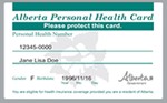 Photo of a sample Alberta Personal Health Card