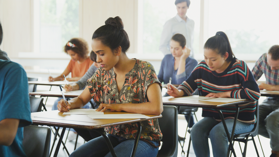 A student taking a test