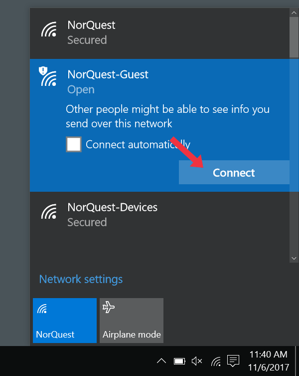 Connect to the network
