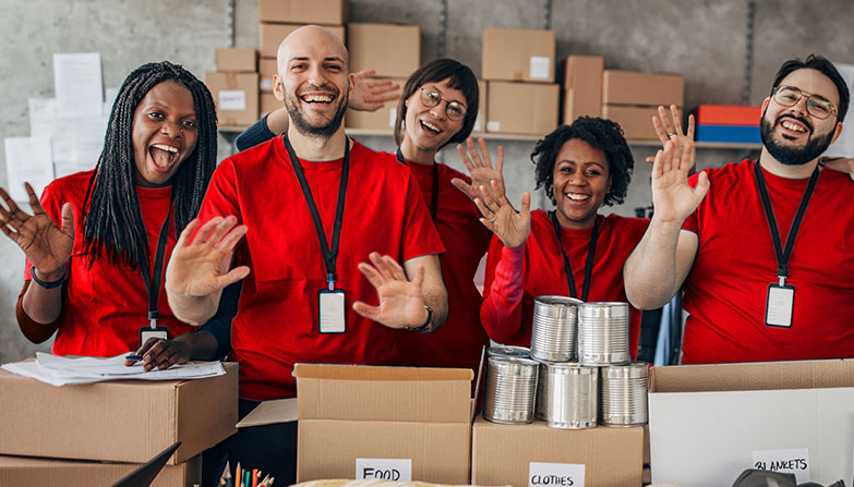 Group photo of volunteers giving back
