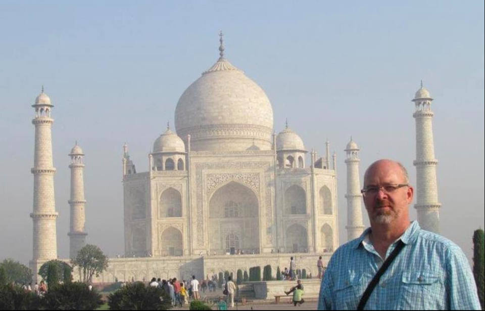 Jeff Jenkins standing in front of the Taj Mahal