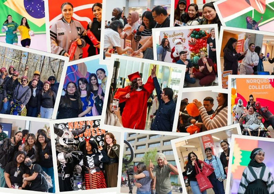 A collage of International student events