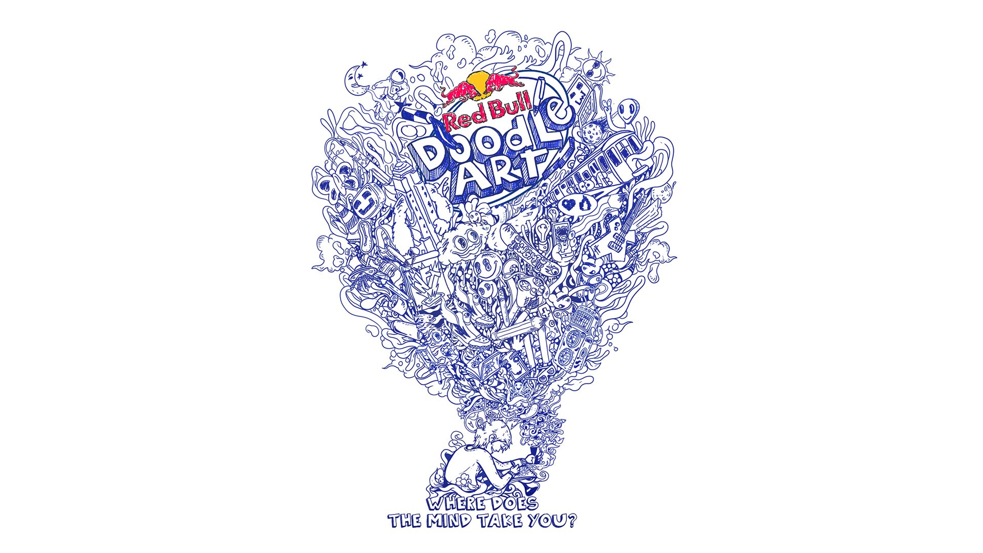 Red Bull Doodle Art Image