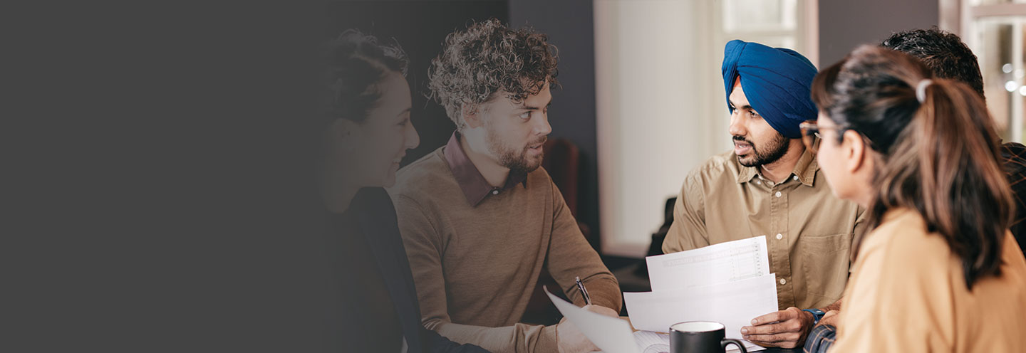 A group having a business meeting